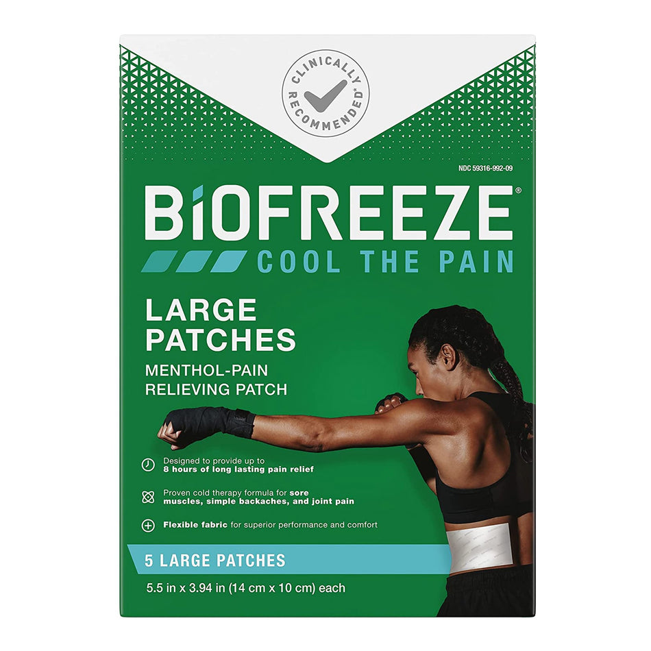 Biofreeze Menthol Pain Relief Patches, Large-Topical Pain Relief Biofreeze 5% Strength Menthol Patch 5 per Box