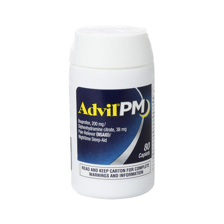 Advil PM Caplets-Night Time Pain Relief Advil PM 200 mg - 38 mg Strength Ibuprofen Capsule