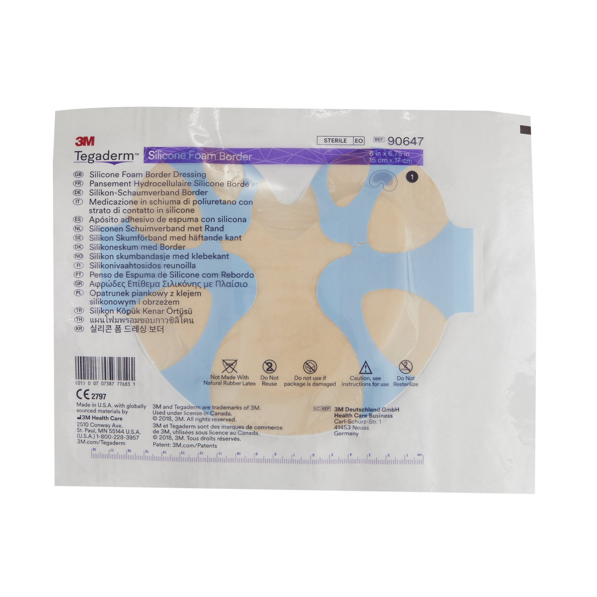 3M Tegaderm Silicone Foam Dressing, 6 x 6-3/4 Inch Sacral-Foam Dressing 3M Tegaderm 6 X 6-3/4 Inch With Border Film Backing Silicone Adhesive Sacral Sterile