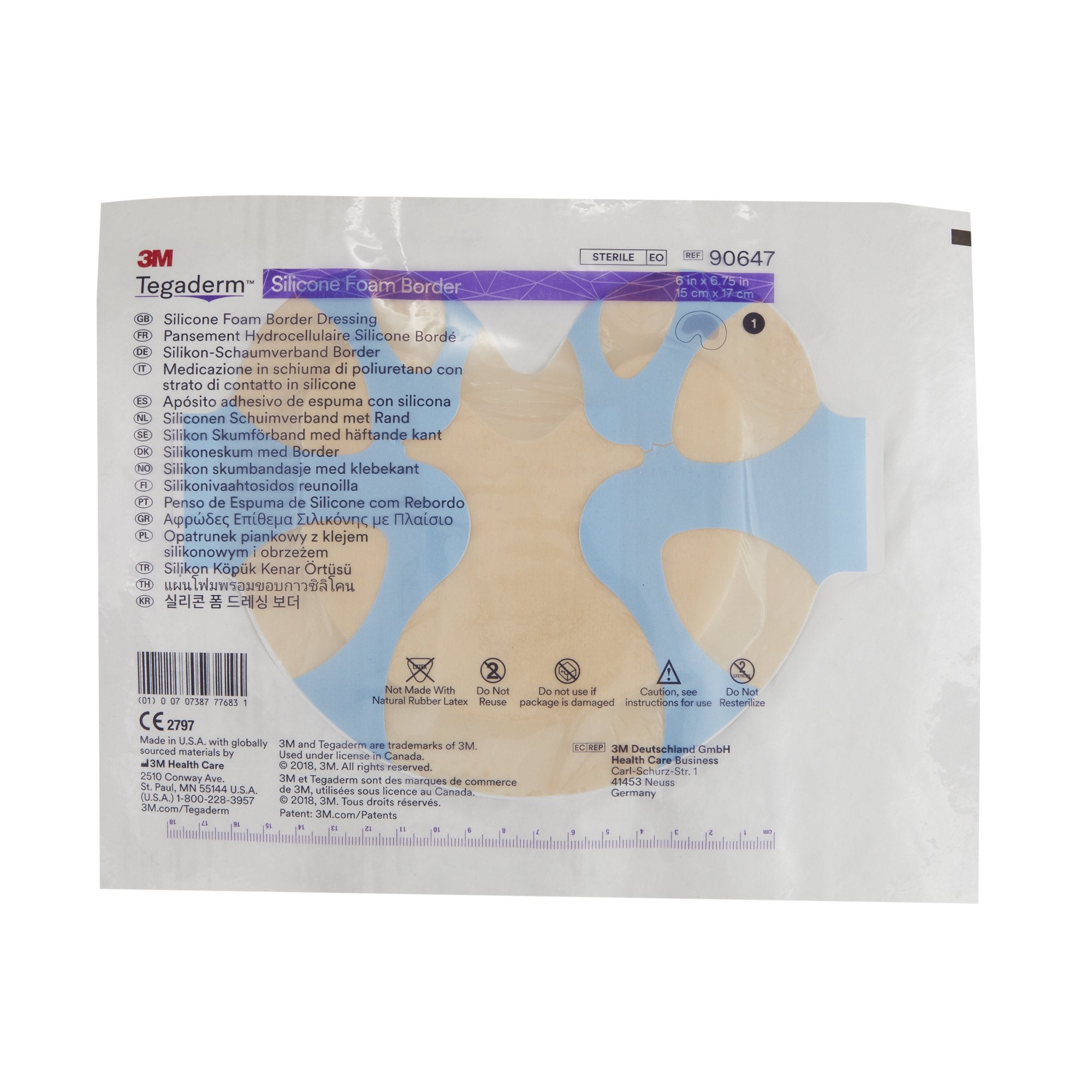3M Tegaderm Silicone Foam Dressing, 6 x 6-3/4 Inch Sacral-Foam Dressing 3M Tegaderm 6 X 6-3/4 Inch With Border Film Backing Silicone Adhesive Sacral Sterile