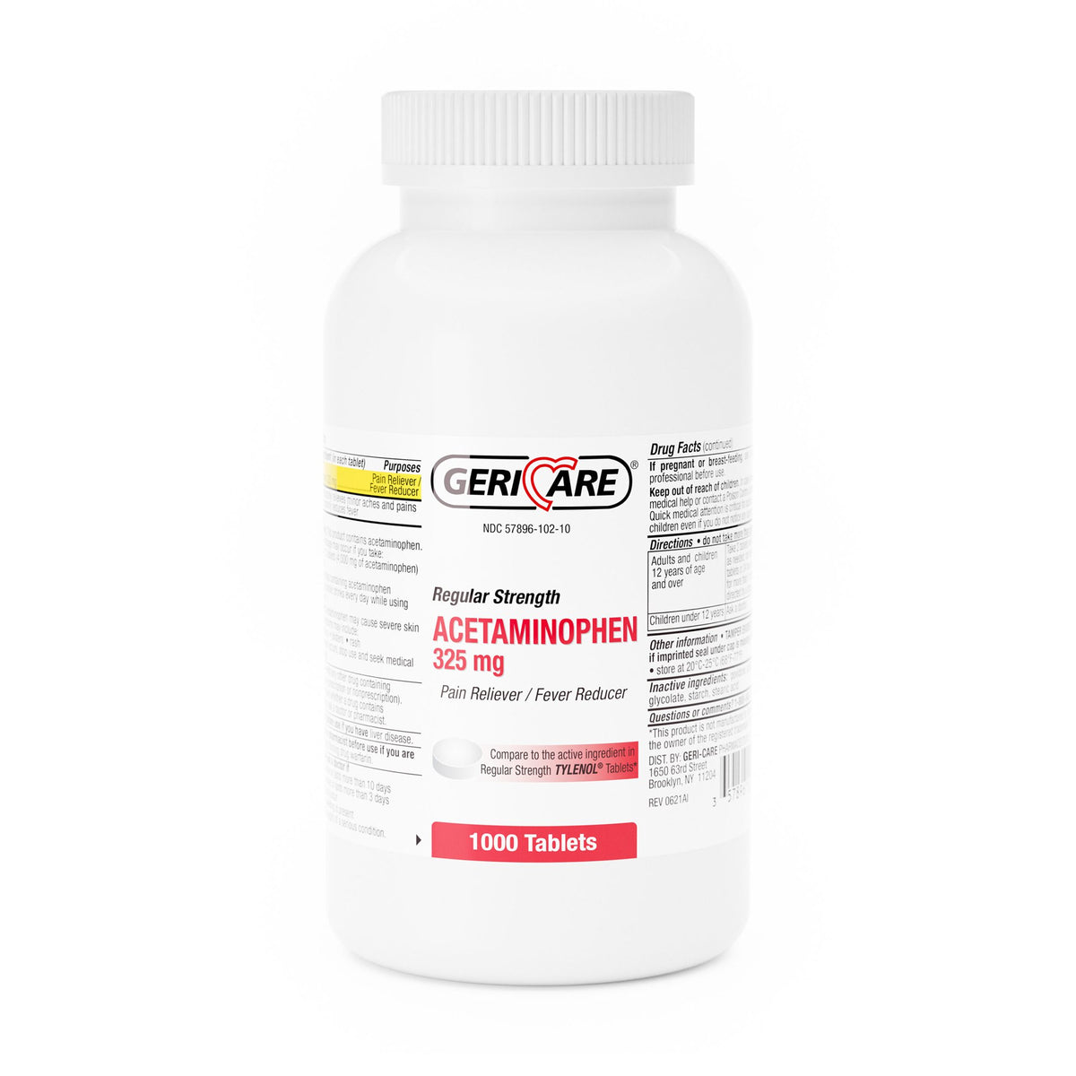 Geri-Care Regular Strength Acetaminophen-Pain Relief 325 mg Strength Acetaminophen Tablet 1000 per Bottle
