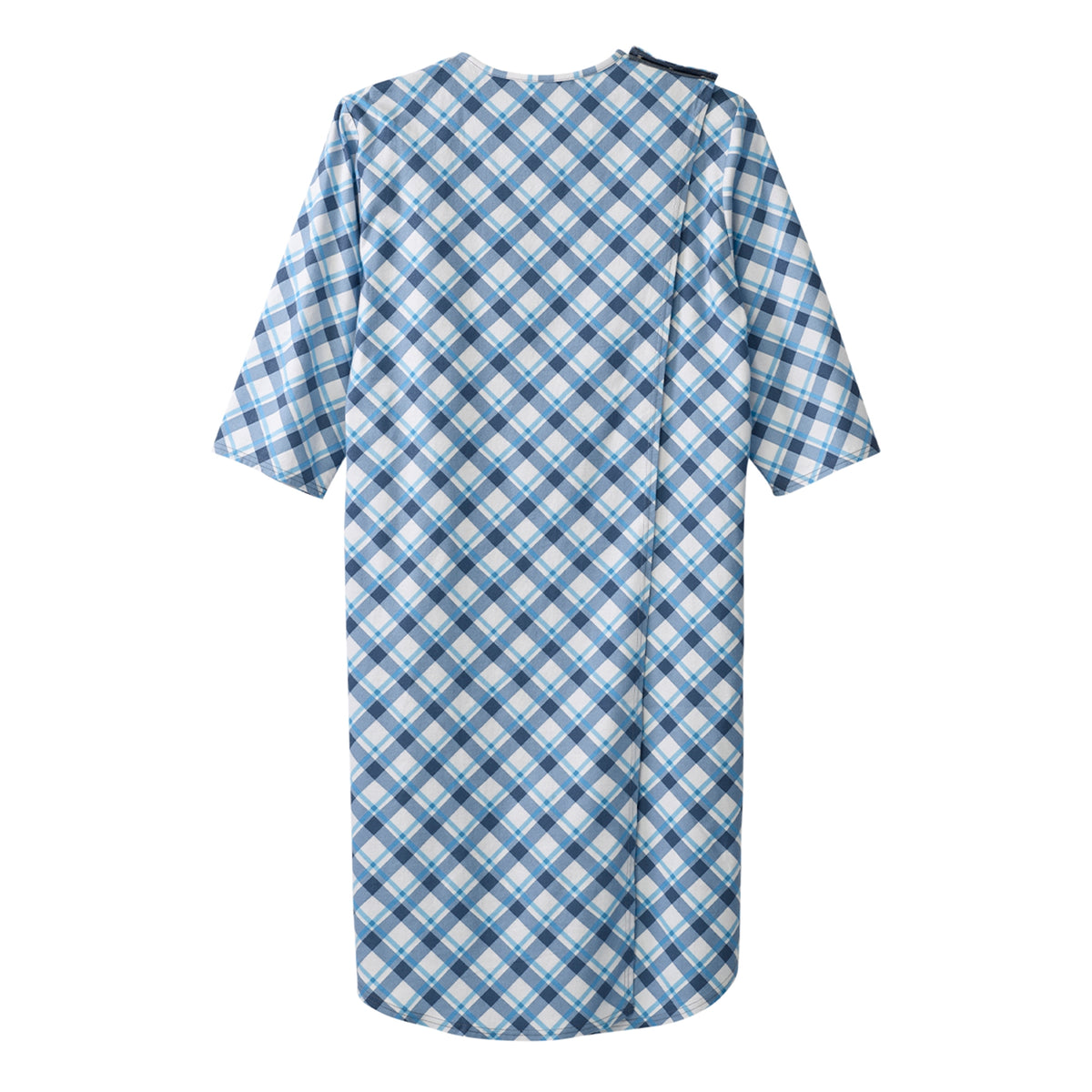Silverts Shoulder Snap Patient Exam Gown, X-Large, Diagonal Blue Plaid-Patient Exam Gown Silverts X-Large Diagonal Blue Plaid Reusable