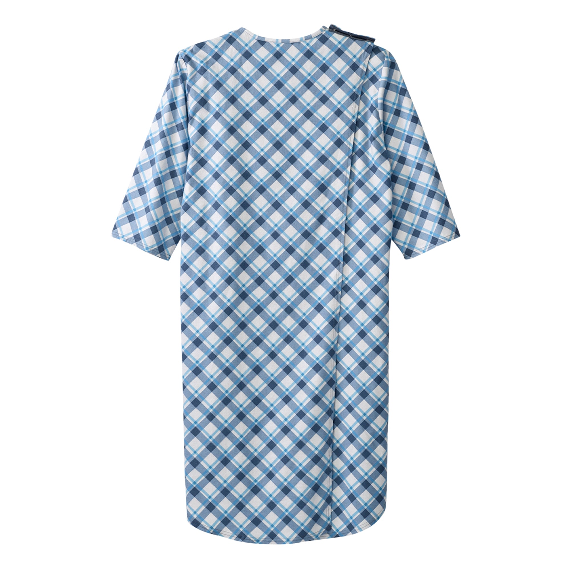 Silverts Shoulder Snap Patient Exam Gown, X-Large, Diagonal Blue Plaid-Patient Exam Gown Silverts X-Large Diagonal Blue Plaid Reusable