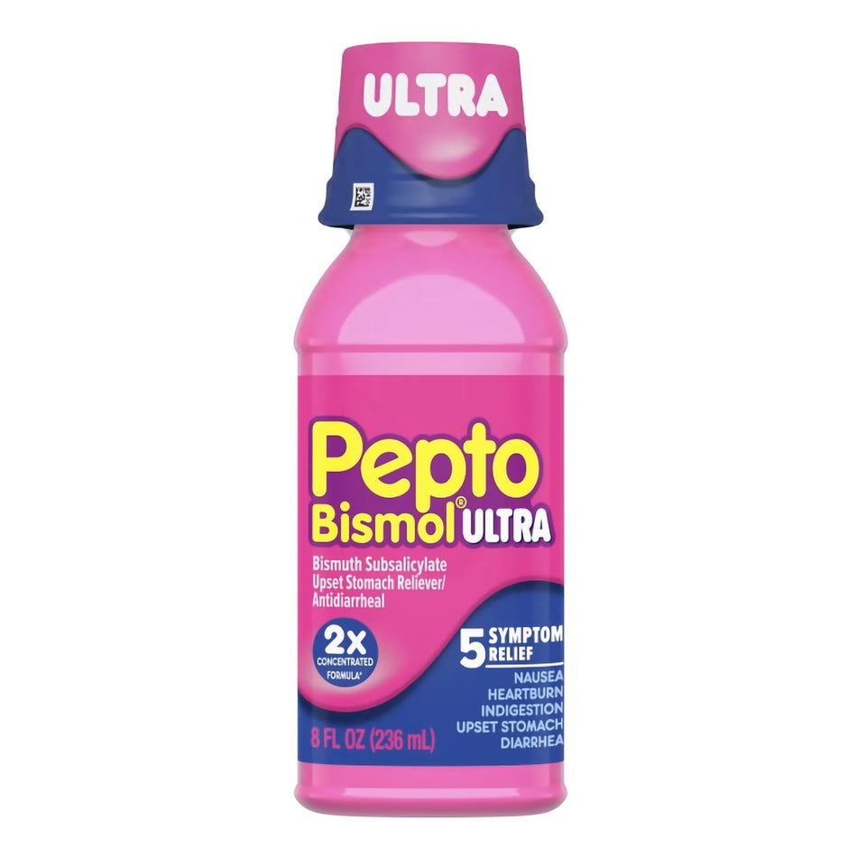 Pepto Bismol Ultra Bismuth Subsalicylate Anti-Diarrheal-Anti-Diarrheal Pepto Bismol Ultra 262 mg Strength Liquid 8 oz.