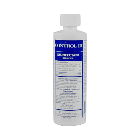 Control III Surface Disinfectant Germicide Cleaner, 8 oz.-Control III Disinfectant Germicide Surface Disinfectant Cleaner Quaternary Based Manual Pour Liquid Concentrate 8 oz. Bottle Benzaldehyde Scent NonSterile