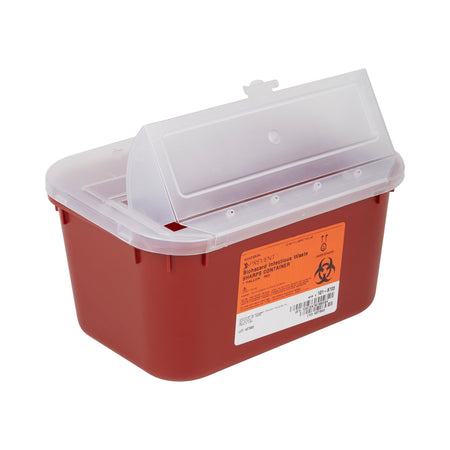 McKesson Prevent Multi-purpose Sharps Container, 1 Gallon, 5 x 10 x 7 Inch-Sharps Container McKesson Red Base 5 H X 10 W X 7 D Inch Horizontal Entry 1 Gallon
