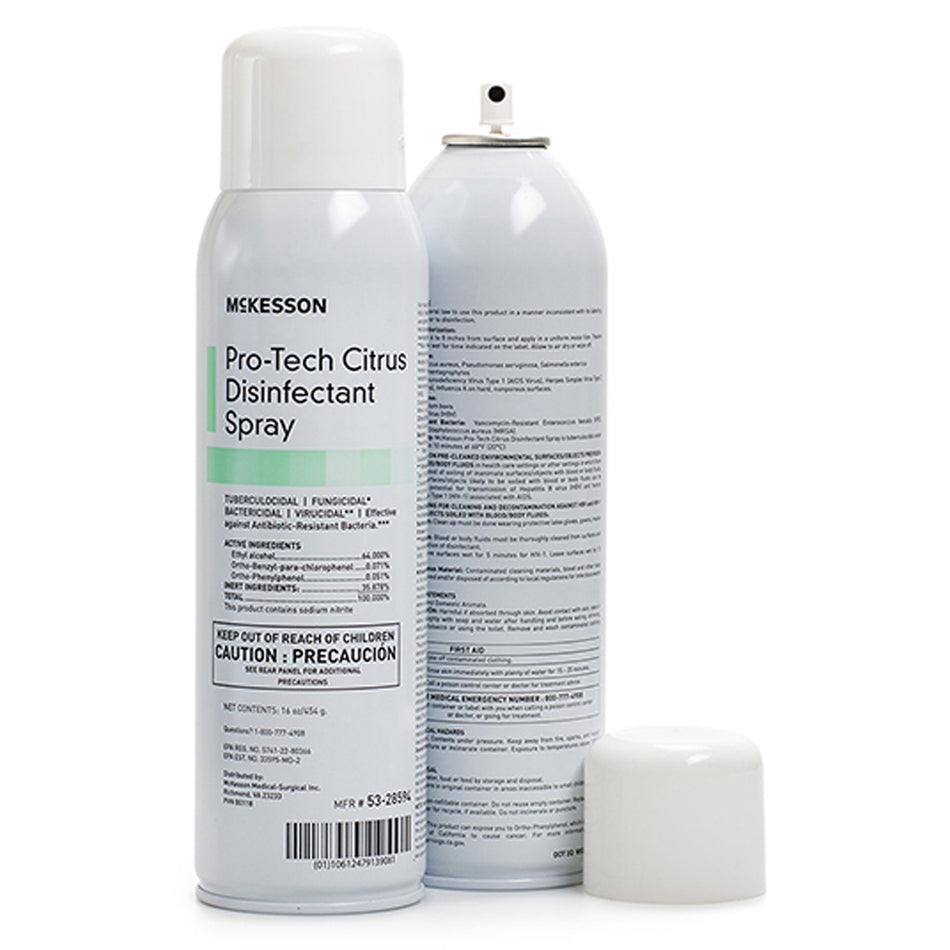 McKesson Pro-Tech Surface Disinfectant Cleaner Alcohol-Based Liquid, Non-Sterile, 16 oz, Can, Citrus Scent-McKesson Pro-Tech Surface Disinfectant Cleaner Alcohol Based Aerosol Spray Liquid 16 oz. Can Citrus Scent NonSterile