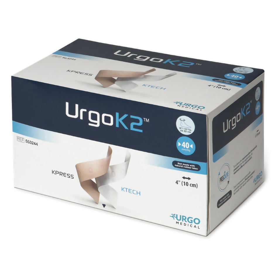 URGOK2� Self-adherent Closure Two-Layer Compression Bandage System-2 Layer Compression Bandage System URGOK2� 4 X 9-3/4 X 12-1/2 Inch Self-Adherent Closure Tan / White NonSterile Large 40 mmHg