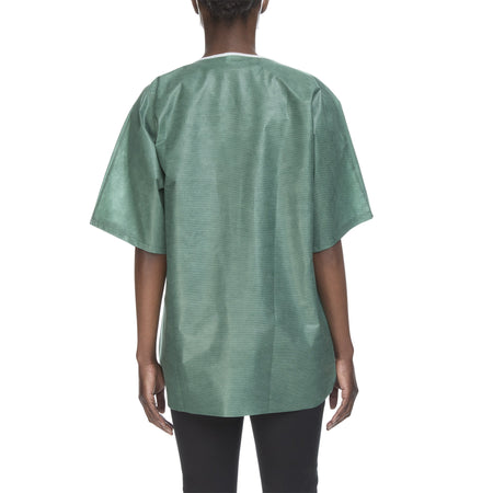 Graham Medical Short Sleeve Scrub Shirt, Green, Large-Scrub Shirt Large Green Without Pockets Short Sleeve Unisex