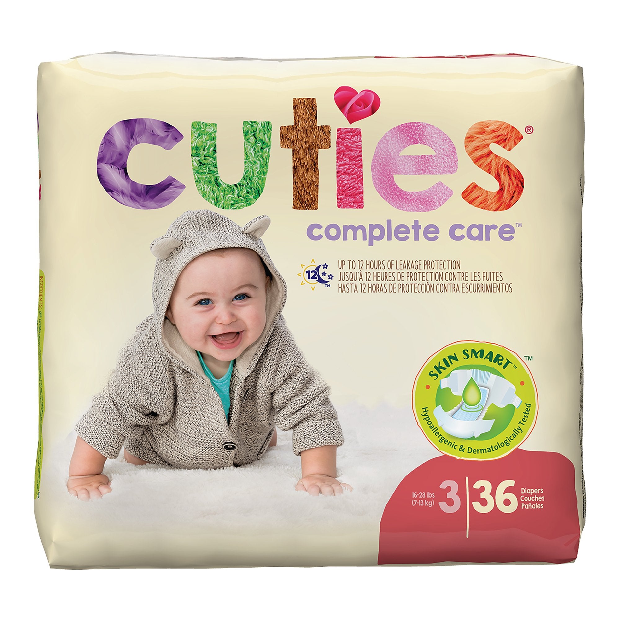 Cuties Premium Diaper, Size 3-Unisex Baby Diaper Cuties Complete Care Size 3 Disposable Heavy Absorbency