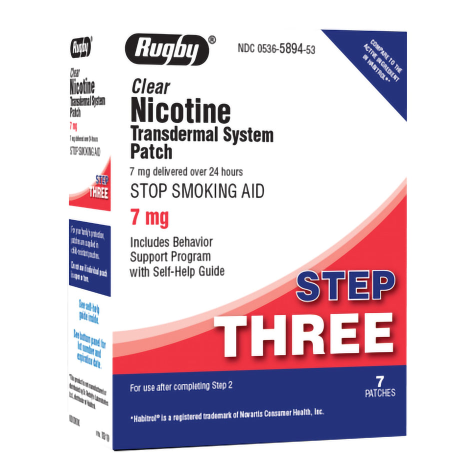 Rugby Nicotine Polacrilex Stop Smoking Aid Transdermal Patch-Stop Smoking Aid Rugby 7 mg Strength Transdermal Patch