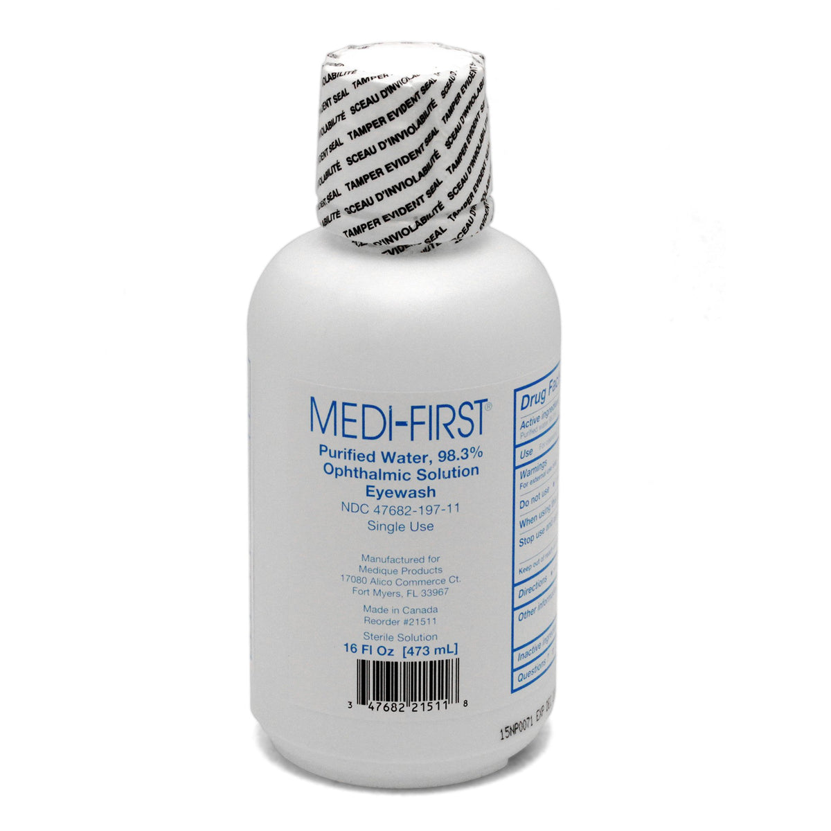 Medi-First Ophthalmic Solution Eyewash, 16 oz.-Eyewash Solution Medi-First Buffered Isotonic Solution 16 oz. Squeeze Bottle