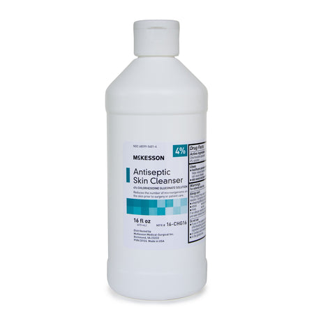 McKesson Antiseptic Skin Cleanser, 16-ounce Flip-Top Bottle-Antiseptic Skin Cleanser McKesson 16 oz. Flip-Top Bottle 4% Strength CHG (Chlorhexidine Gluconate) / Isopropyl Alcohol NonSterile