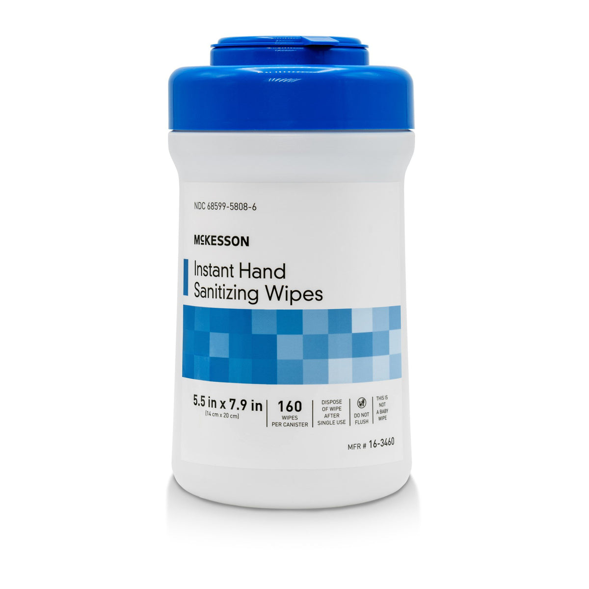 McKesson Instant Hand Sanitizing Wipes-Hand Sanitizing Wipe McKesson 160 Count Ethyl Alcohol Wipe Canister