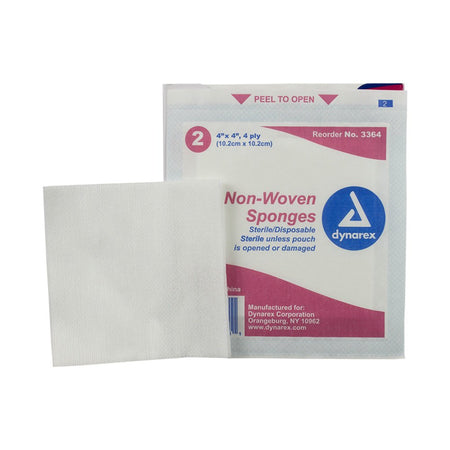 dynarex Sterile Nonwoven Sponge, 4 x 4 Inch, 4-Ply-Nonwoven Sponge Dynarex 4 X 4 Inch 4-Ply Sterile 2 per Pack