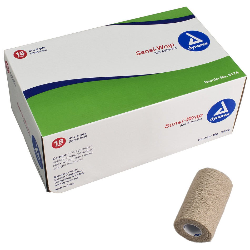 Sensi-Wrap Self-adherent Closure Cohesive Bandage, 4 Inch x 5 Yard-Cohesive Bandage Sensi-Wrap 4 Inch X 5 Yard Self-Adherent Closure Tan NonSterile Standard Compression
