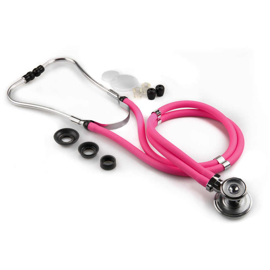 McKesson Lumeon Sprague Rappaport Stethoscope Double Lumen Pink 641NPGM-Sprague Stethoscope McKesson LUMEON Pink 2-Tube 22 Inch Tube Double Sided Chestpiece
