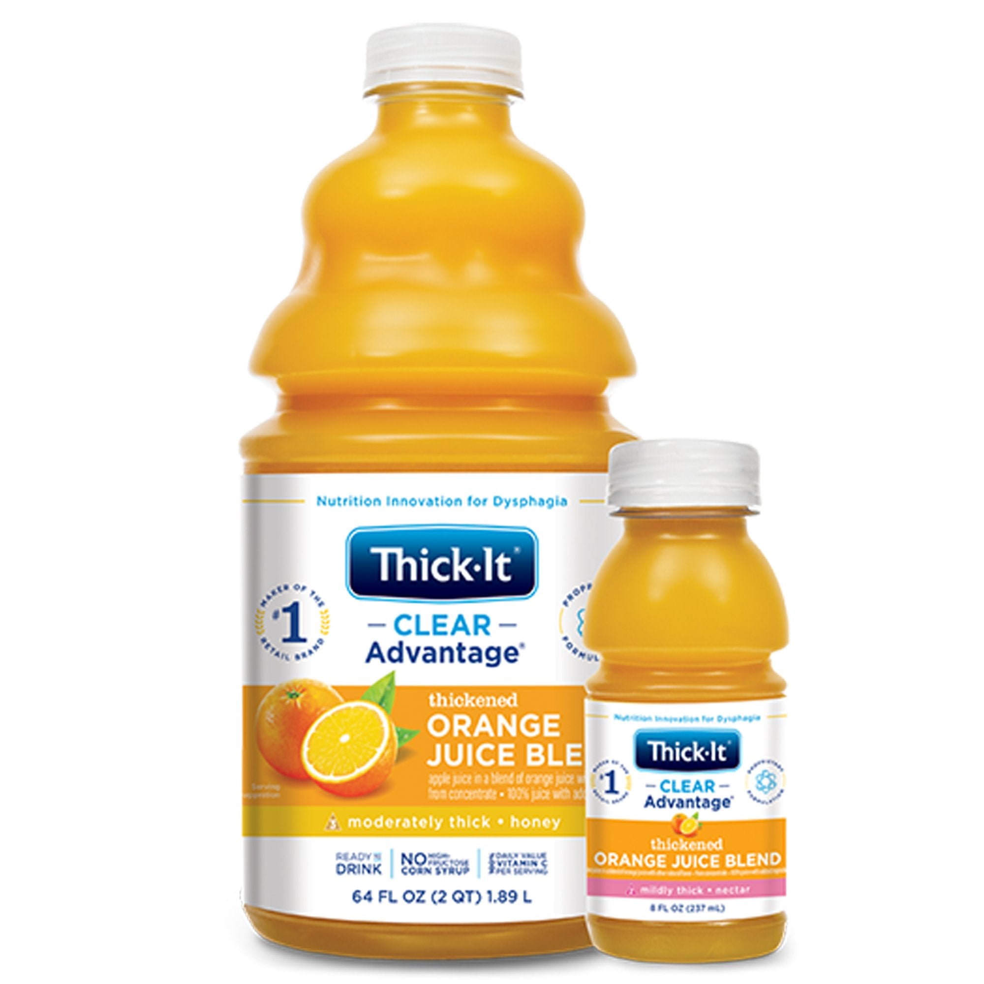 Thick-It Clear Advantage Nectar Consistency Orange Thickened Beverage, 64-ounce Bottle-Thickened Beverage Thick-It Clear Advantage 64 oz. Bottle Orange Flavor Liquid IDDSI Level 2 Mildly Thick