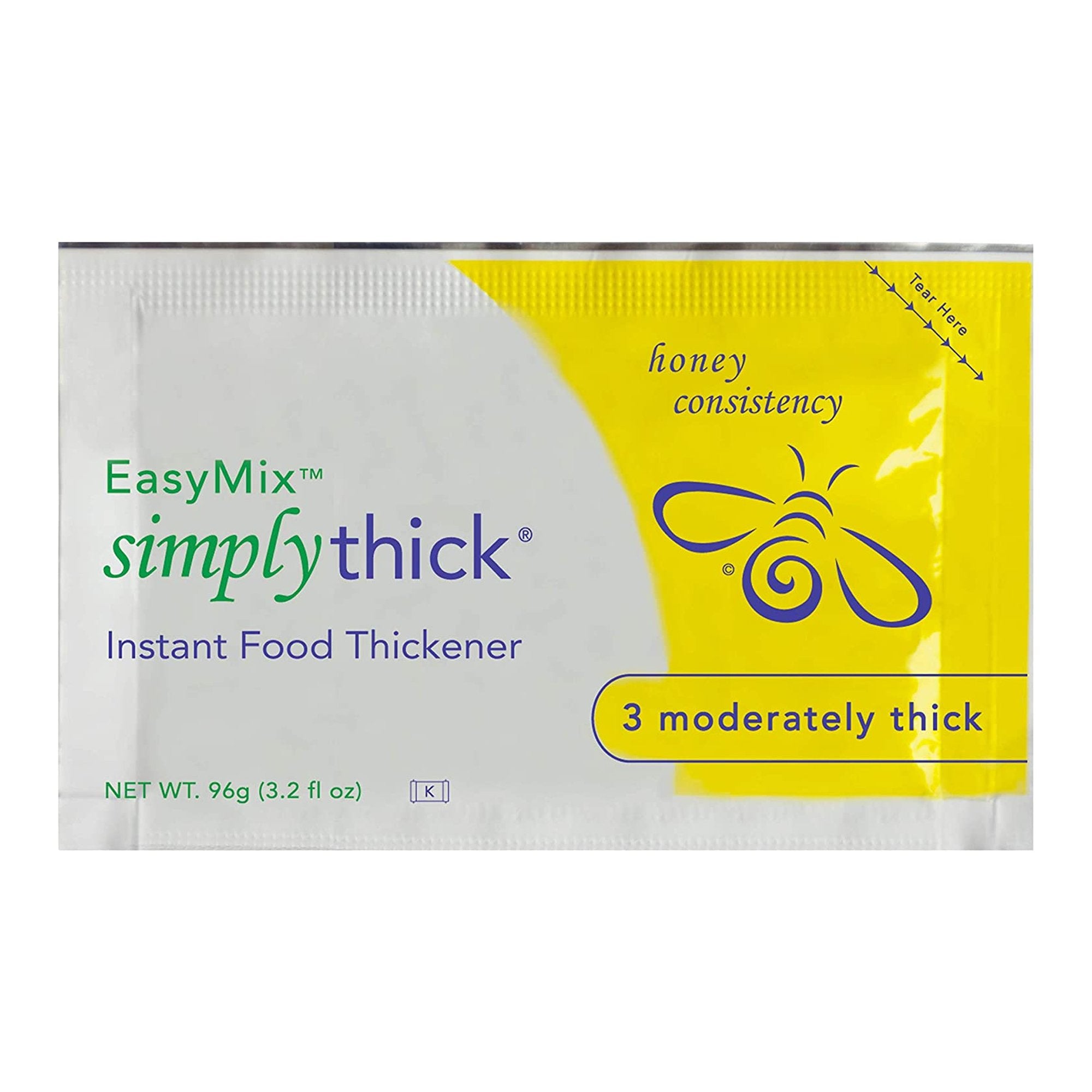SimplyThick Easy Mix Food and Beverage Thickener, Unflavored Gel, Honey Consistency-Food and Beverage Thickener SimplyThick Easy Mix 96 Gram Individual Packet Unflavored Gel IDDSI Level 3 Moderately Thick/Liquidized