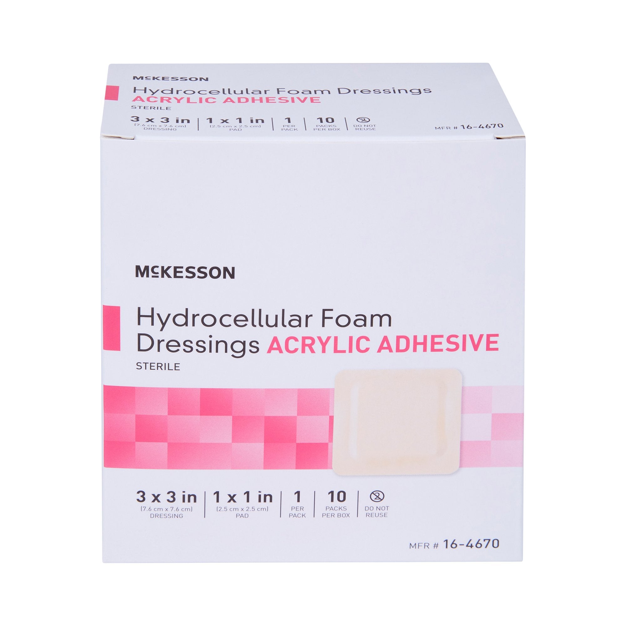 McKesson Adhesive Foam Dressing with Border, 3 x 3 Inch-Foam Dressing McKesson 3 X 3 Inch With Border Film Backing Acrylic Adhesive Square Sterile