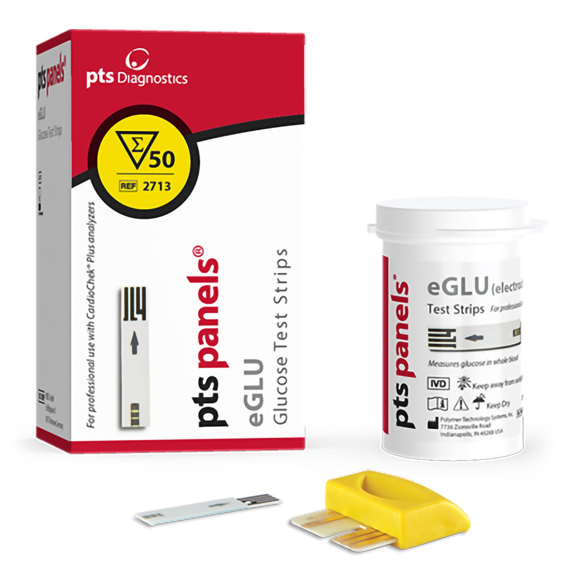 PTS Panel eGLU Reagent Test Strip for use with CardioChek Plus Analyzers, Glucose test-General Chemistry Reagent PTS Panel eGLU Glucose CLIA Waived For CardioChek Plus Analyzers 50 Tests