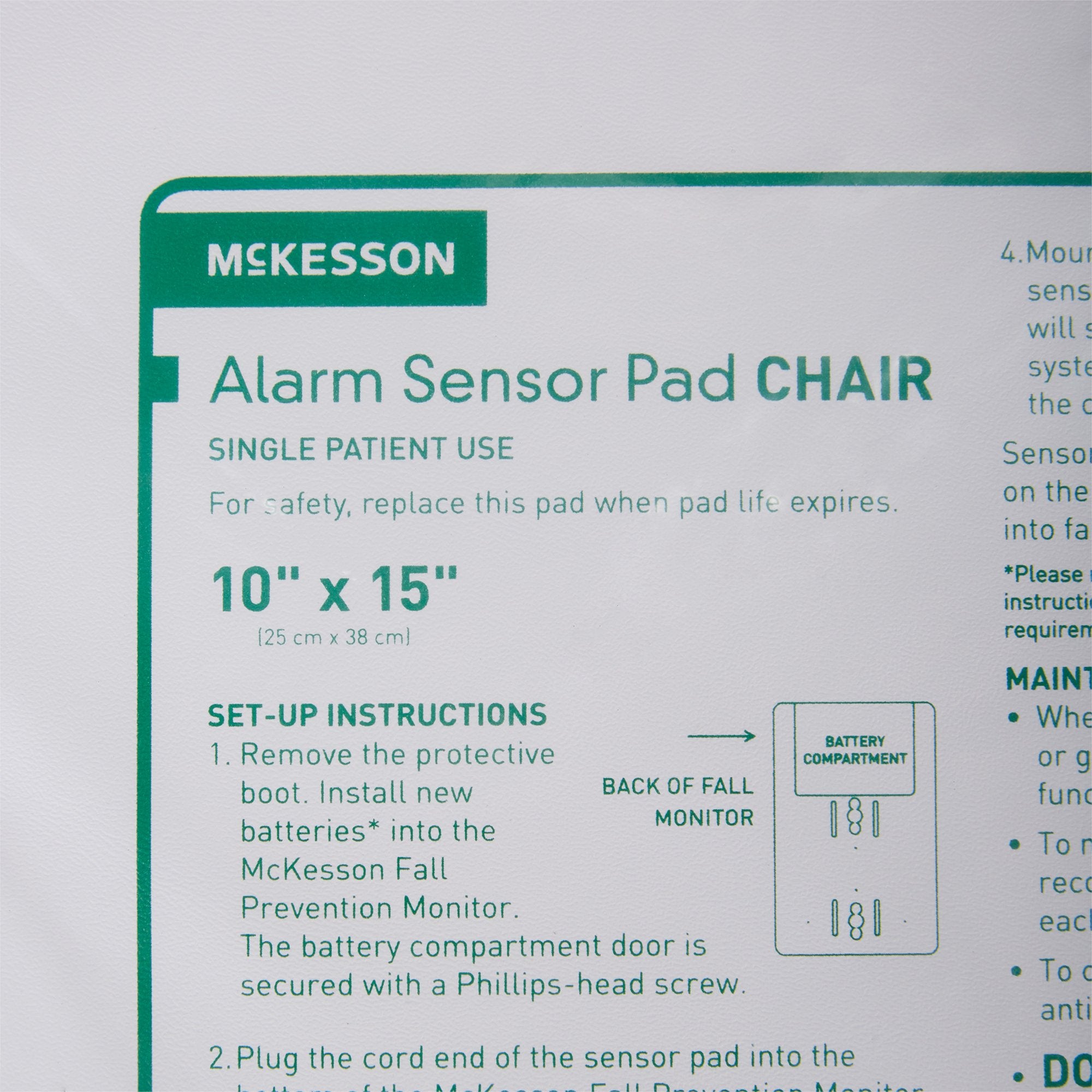 McKesson Chair Alarm Sensor Pad, 10 x 15 Inch-Chair Sensor Pad McKesson Brand 10 X 15 Inch