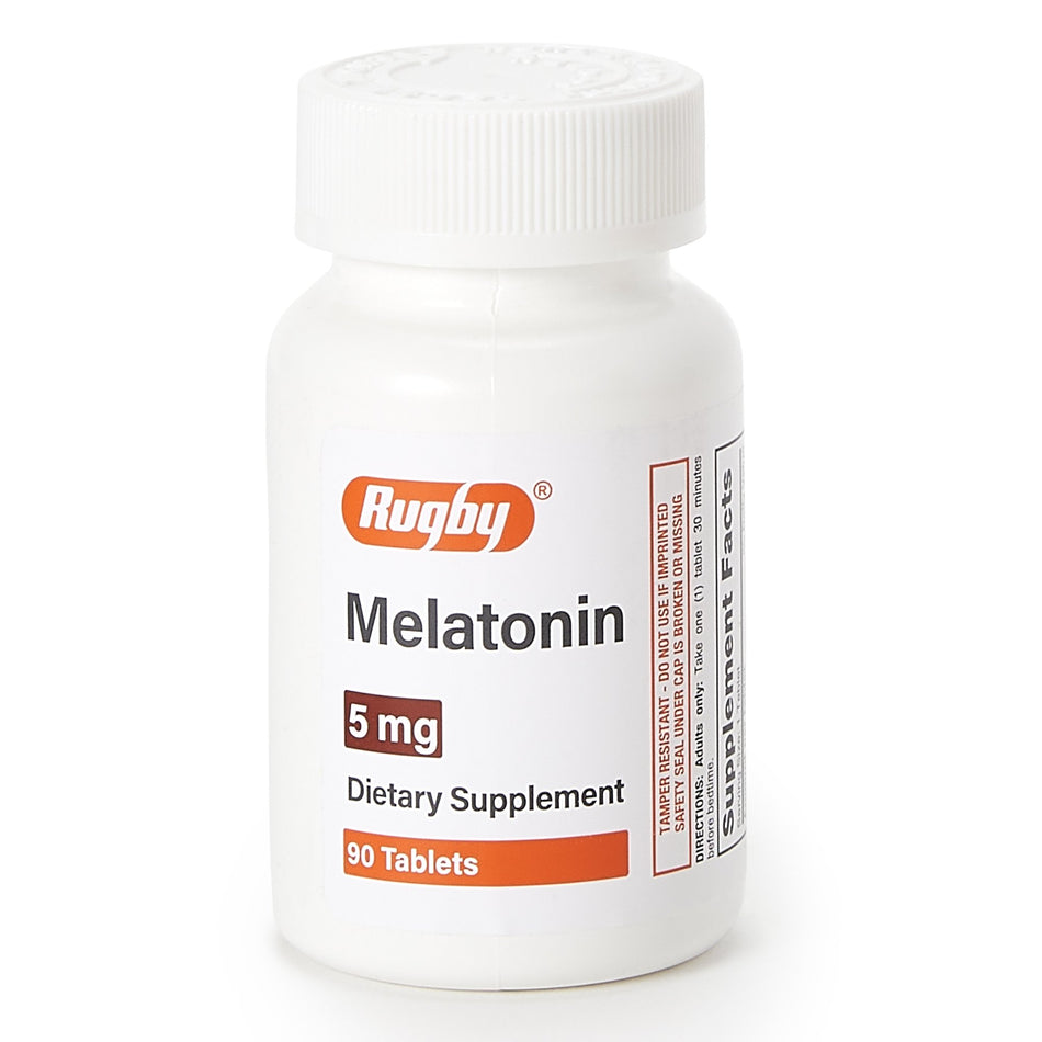 Rugby Melatonin Dietary Supplement-Natural Sleep Aid 90 per Bottle Tablet 5 mg Strength
