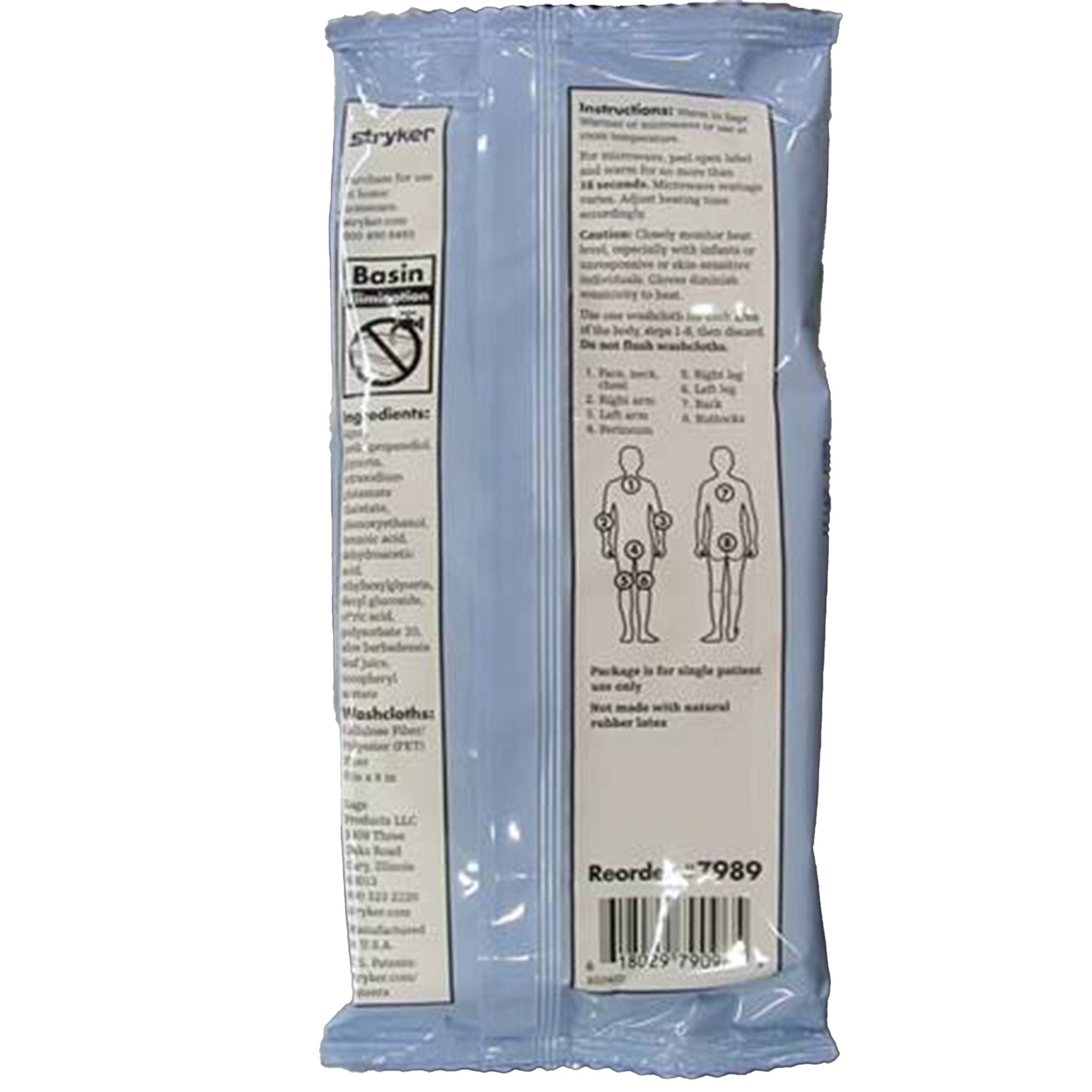 Sage Products Bath Wipe, 8 per Pack-Rinse-Free Bath Wipe Sage Bath Soft Pack Unscented 8 Count
