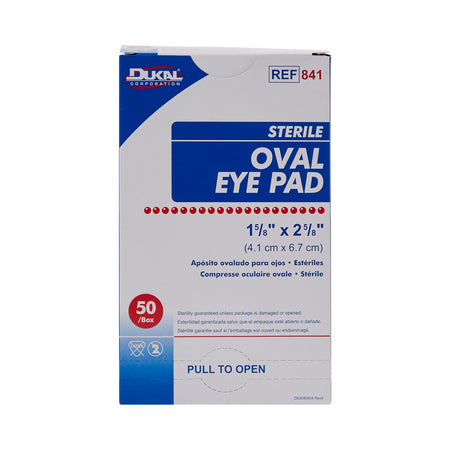 Dukal Small Eye Pad, 1-5/8 x 2-5/8 Inch Oval-Eye Pad Dukal 1-5/8 X 2-5/8 Inch Sterile 1 per Pack