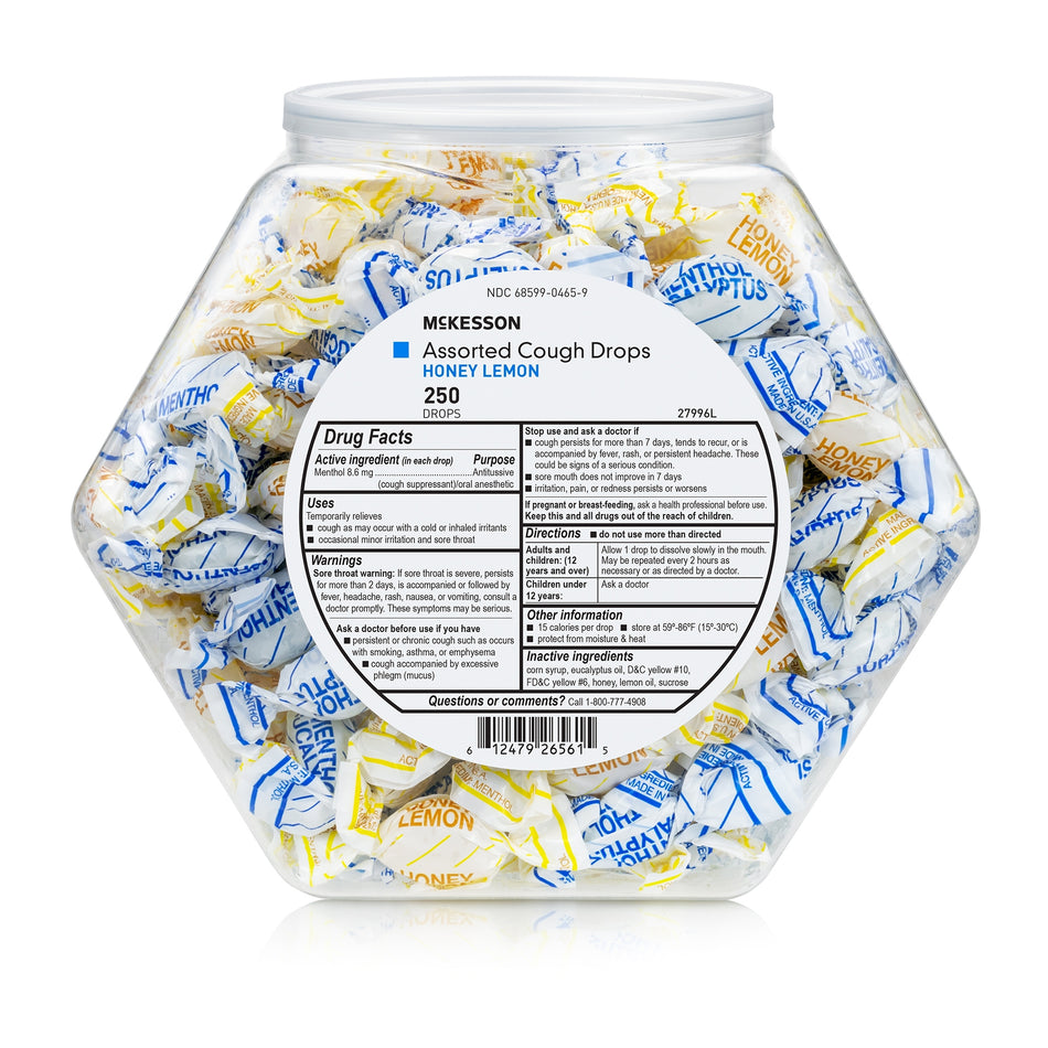 MooreBrand Assorted Flavors Cold and Cough Drops-Cold and Cough Relief McKesson Brand 8.6 mg Strength Lozenge 250 per Jar