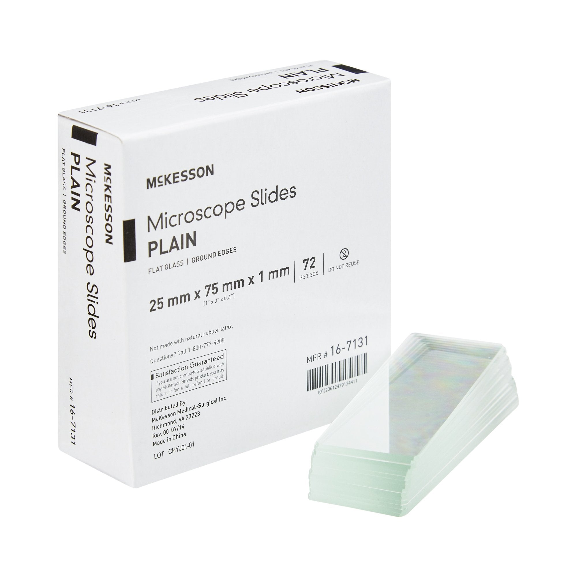 McKesson Plain Microscope Slide, 1 x 3 Inch-Microscope Slide McKesson 1 X 3 Inch X 1 mm Plain
