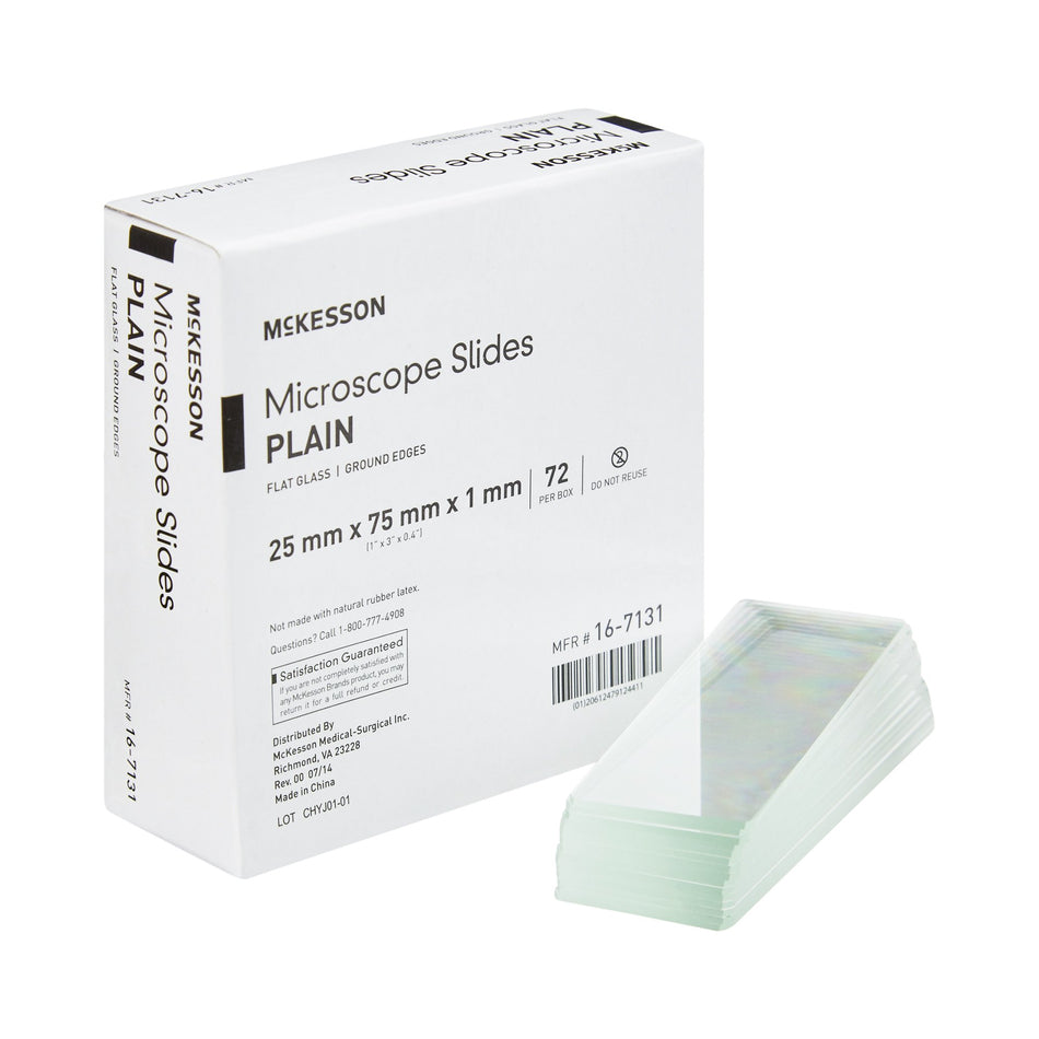 McKesson Plain Microscope Slide, 1 x 3 Inch-Microscope Slide McKesson 1 X 3 Inch X 1 mm Plain