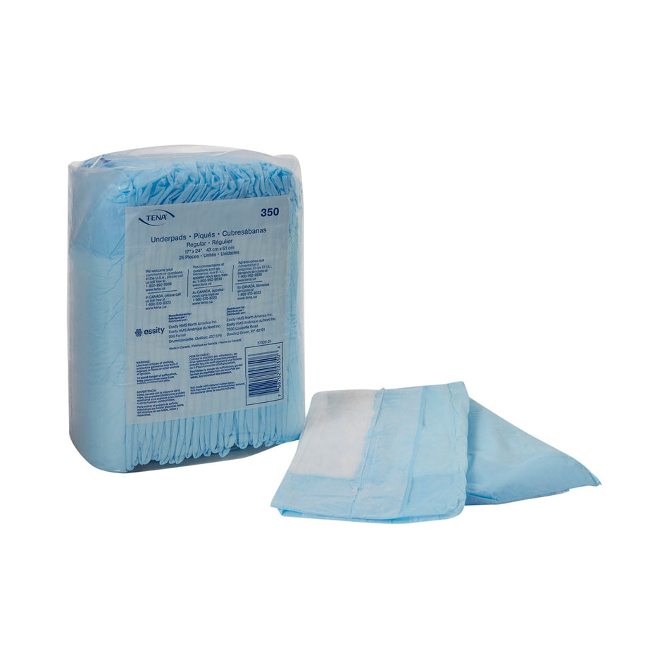 TENA Regular Underpads, Light Absorbency, Blue, Disposable, Latex-Free-Disposable Underpad TENA Regular 17 X 24 Inch Fluff Light Absorbency