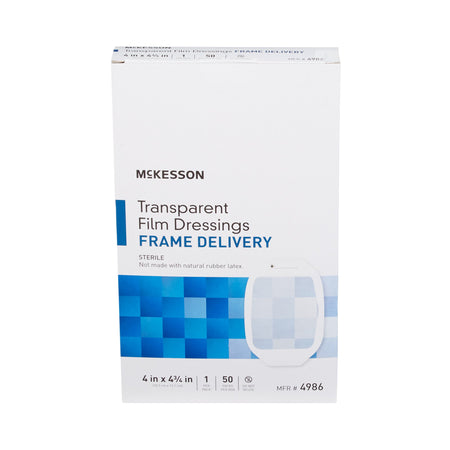 McKesson Octagonal Sterile Dressing with Frame-Style Delivery, 4 x 4-3/4 Inch, Transparent-Transparent Film Dressing McKesson 4 X 4-3/4 Inch Frame Style Delivery Octagon Sterile