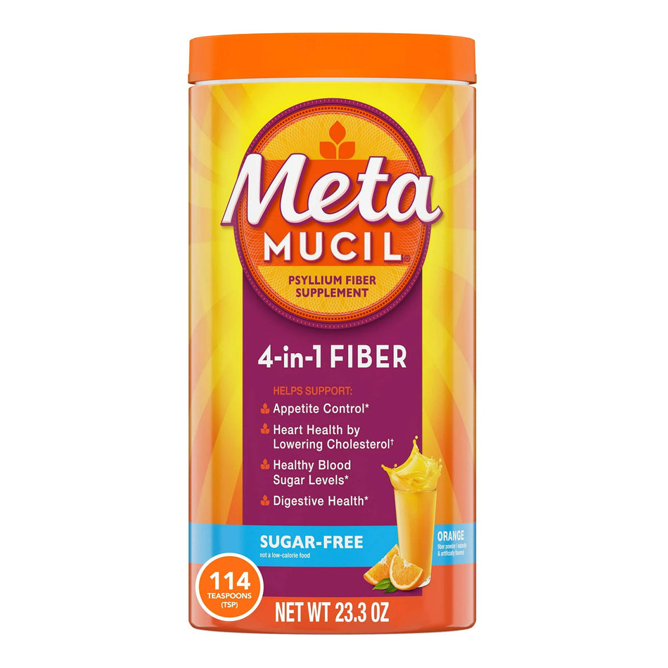 Metamucil Psyllium Fiber Supplement, Orange Powder-Fiber Supplement Metamucil Orange Flavor Powder 23.3 oz. 3.4 Gram Strength Psyllium Husk