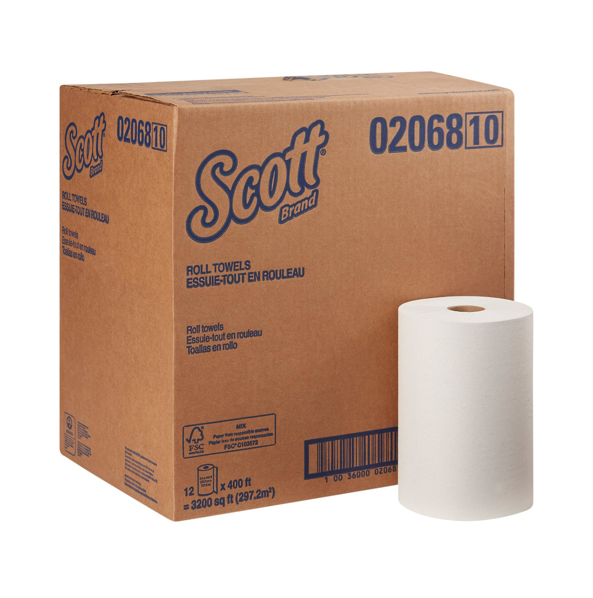 Scott Essential White Paper Towel, 8 Inch x 400 Foot, 12 Rolls per Case-Paper Towel Scott Essential Roll 8 Inch X 400 Foot