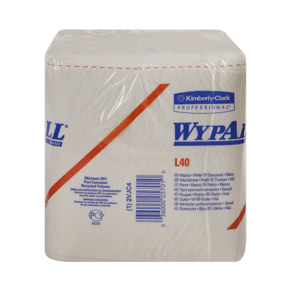 WypAll L40 Towels-Task Wipe WypAll L40 Light Duty White NonSterile Double Re-Creped 12 X 12-1/2 Inch Disposable