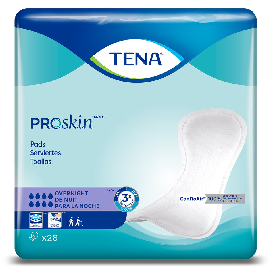 Tena ProSkin Overnight Incontinence Pads-Bladder Control Pad TENA ProSkin Overnight 16 Inch Length Heavy Absorbency Dry-Fast Core One Size Fits Most