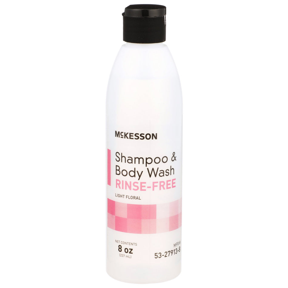 McKesson Rinse-Free Shampoo and Body Wash, 8 oz Bottle-Rinse-Free Shampoo and Body Wash McKesson 8 oz. Flip Top Bottle Light Floral Scent