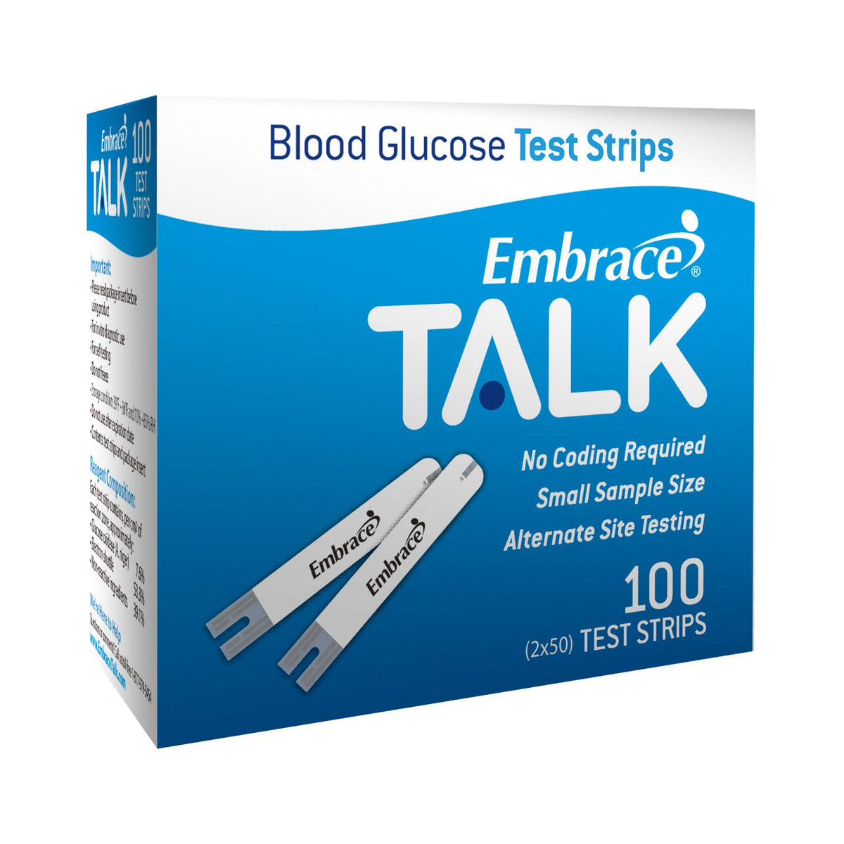 Omnis Health Embrace® Talk Blood Glucose Test Strips - Diagnostic Instruments and Supplies>Diabetes Monitoring>Glucose Met...