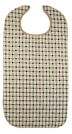 Beck's Classic Quilted Adult Bib, Autumn Beige Plaid, 18 x 34 Inch-Bib Snap Closure Reusable 55% Cotton / 45% Polyester