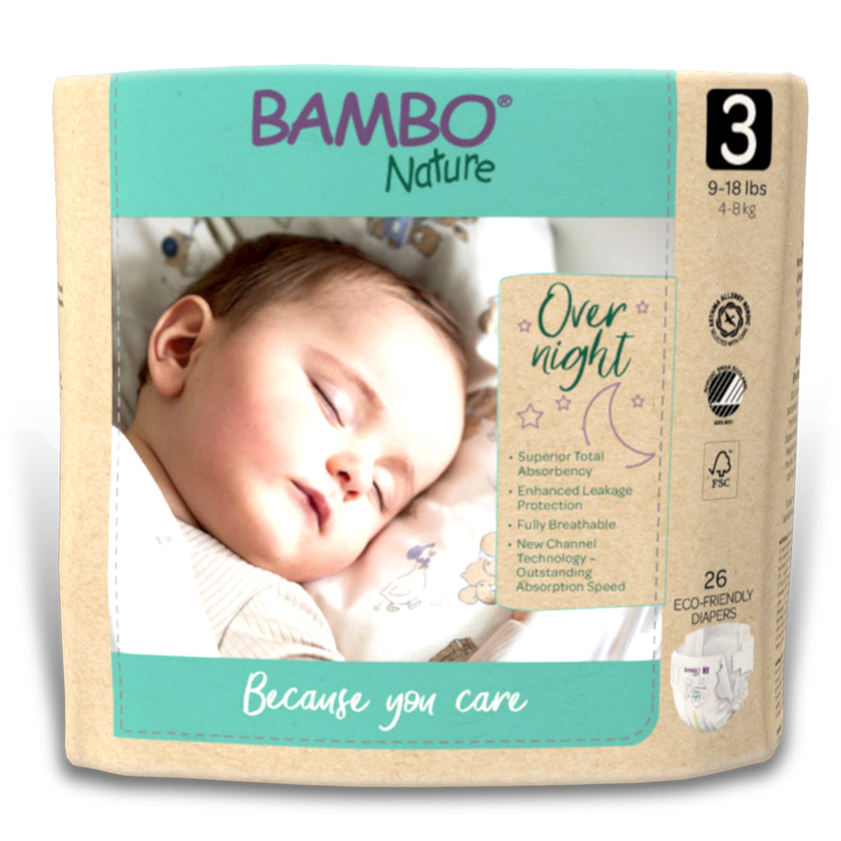 Bambo Nature Overnight Diapers, Size 3-Unisex Baby Diaper Bambo Nature Size 3 Disposable Heavy Absorbency