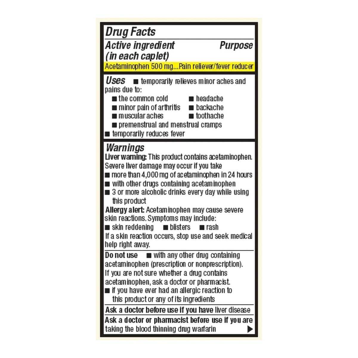 Foster & Thrive Pain Reliever Acetaminophen 500 mg Caplets Extra Strength-Pain Relief Foster & Thrive 500 mg Strength Acetaminophen Caplet 50 per Bottle