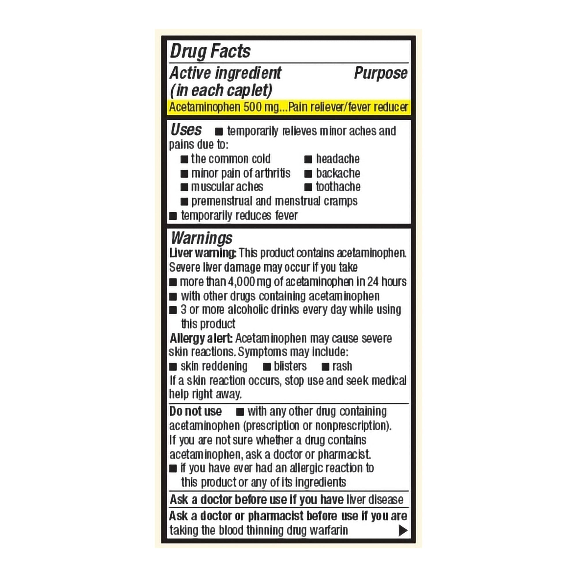 Foster & Thrive Pain Reliever Acetaminophen 500 mg Caplets Extra Strength-Pain Relief Foster & Thrive 500 mg Strength Acetaminophen Caplet 50 per Bottle