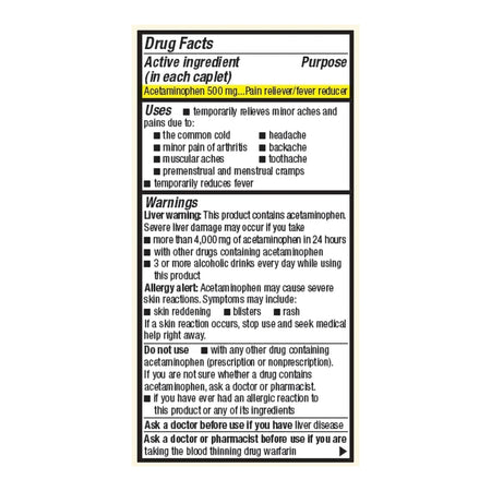Foster & Thrive Pain Reliever Acetaminophen 500 mg Caplets Extra Strength-Pain Relief Foster & Thrive 500 mg Strength Acetaminophen Caplet 50 per Bottle