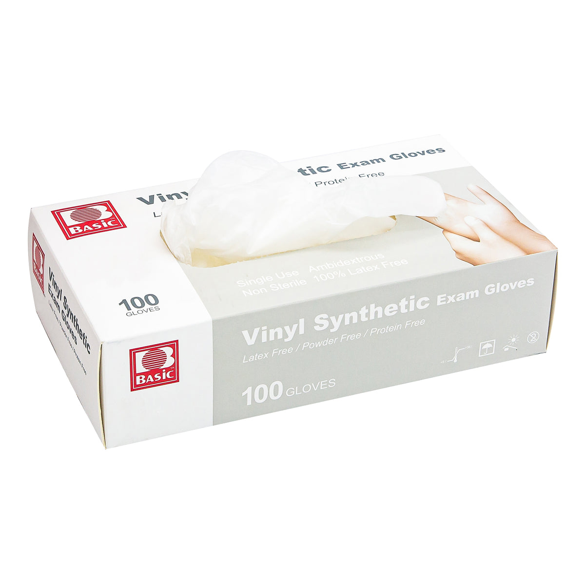 Basic Vinyl Exam Glove, Medium, White-Exam Glove Basic Medium NonSterile Vinyl Standard Cuff Length Smooth White Not Rated