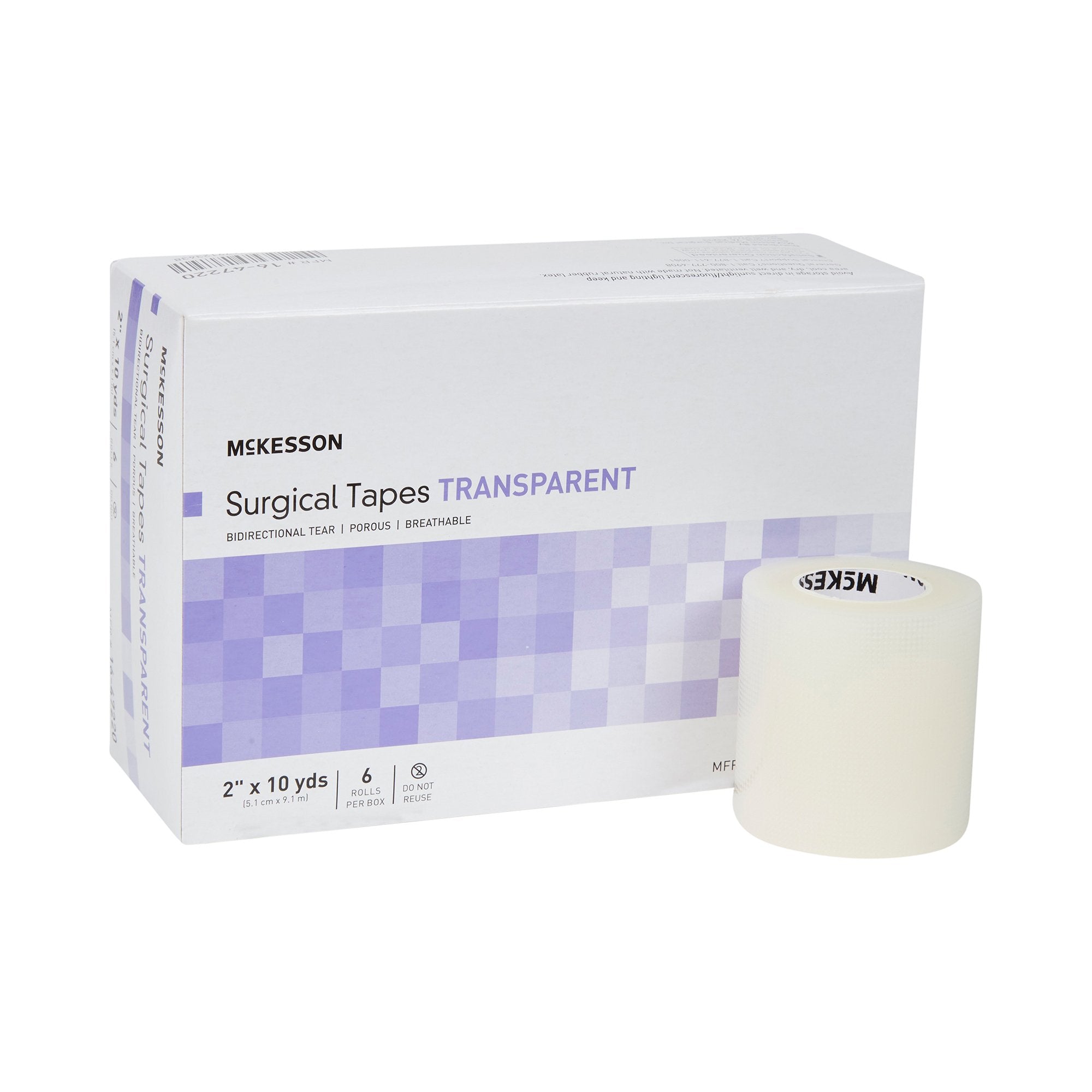 McKesson Plastic Medical Tape, 2 Inch x 10 Yard, Transparent-Medical Tape McKesson Transparent 2 Inch X 10 Yard Plastic NonSterile