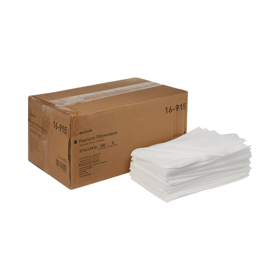 McKesson White Nonwoven Pillowcase, 21 x 30 Inch-Pillowcase McKesson Standard White Disposable