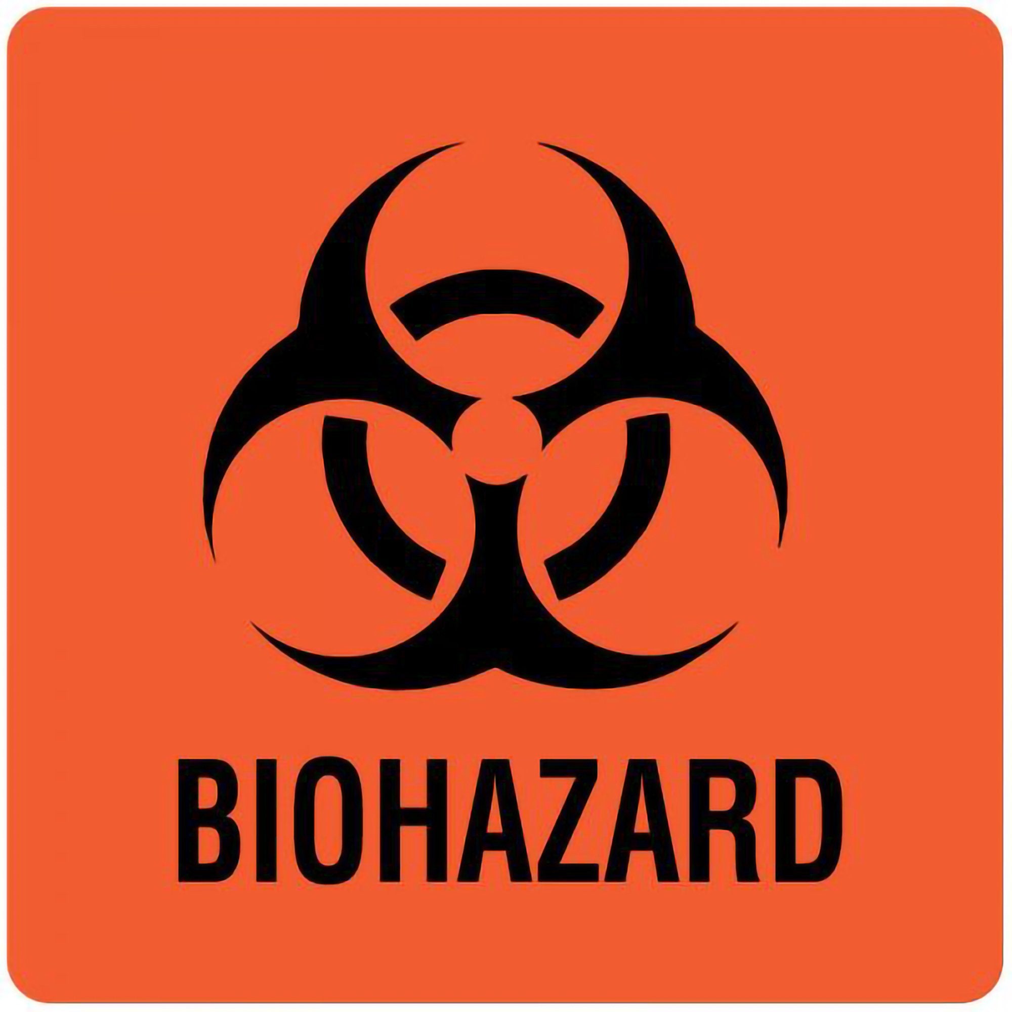 UAL Biohazard Pre-Printed Label, 3 x 3 Inch-Pre-Printed Label UAL Caution Label Fluorescent Red Paper Biohazard / Symbol Black Biohazard 3 X 3 Inch