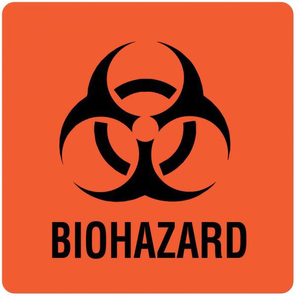 UAL Biohazard Pre-Printed Label, 3 x 3 Inch-Pre-Printed Label UAL Caution Label Fluorescent Red Paper Biohazard / Symbol Black Biohazard 3 X 3 Inch